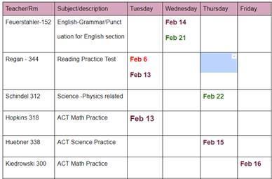 ACT prep opportunities during prides = specifically JUNIOR PRIDES!