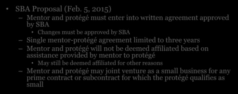 Universal Mentor-Protégé SBA Proposal (Feb.
