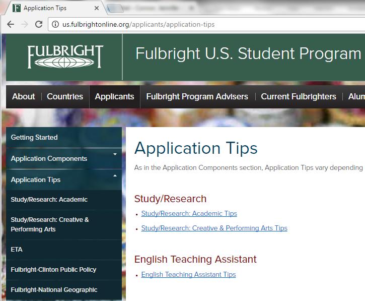 How to Apply Application Tips section can be found in Applicants section on us.fulbrightonline.
