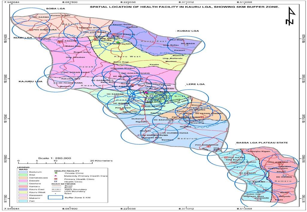 Fig 1 Map of Kauru LGA Showing, the