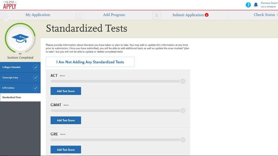 Click Standardized Tests to continue 23.