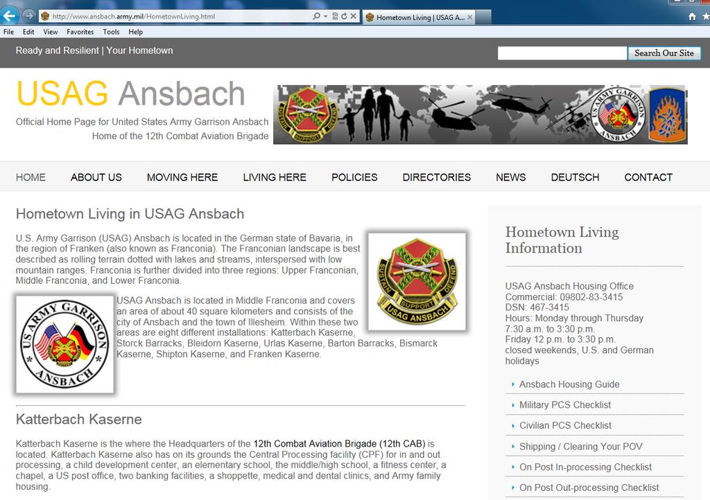 USAG Ansbach Homepage Hometown