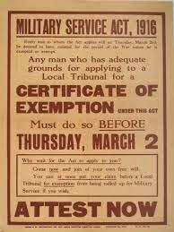 Defining Exemptions The Military Service Act (MSA) that introduced compulsory service to Canada in 1917 contained vaguely worded language on the subject of conscientious objectors.