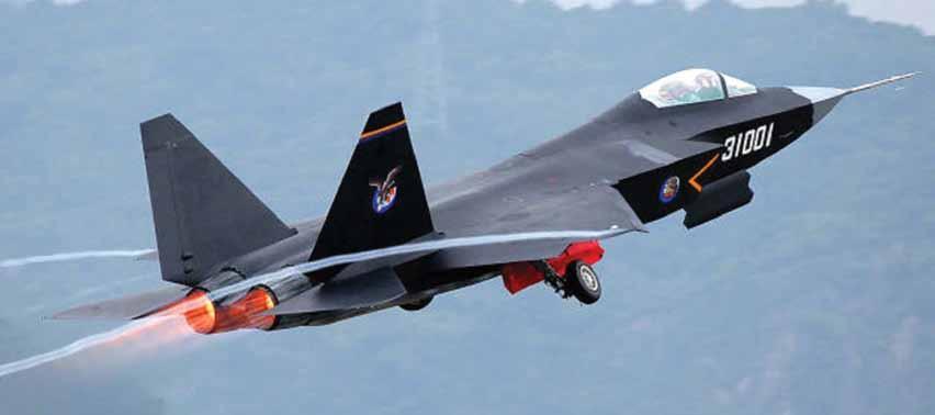 The sleek profile of the J-31 bears striking resemblance to the USAF s F-35 Lightning II Black smoke from the Russian RD-93 engine is very visible during various maneuvers from the J-31.
