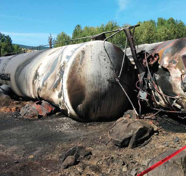 t t Significant Incidents A Union Pacific Railroad train derailed along the Columbia River, near Mosier Oregon on June 3, 2016. The 96-car train was hauling Bakken crude.