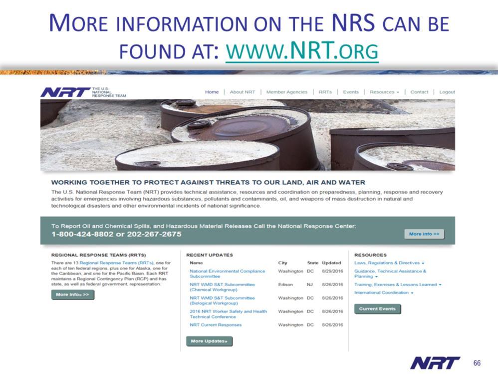 This concludes this brief introduction to the NRS. I would be happy to answer questions. Also, if you would like additional information on the NRS, please visit the NRT 