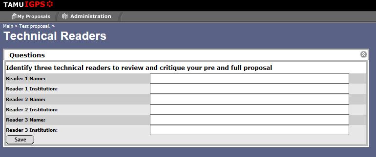 of the page. Click the back arrow until you return to the Proposal Section page.
