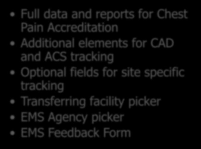 data transfer Winter 2017-18 Full data and reports for Chest Pain Accreditation Additional elements for CAD and