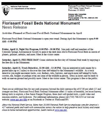 FLORISSANT FOSSIL BEDS NATIONAL