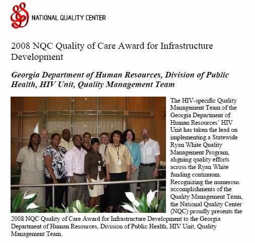 NQC/HAB Quality Awards Developed by NQC to recognize RWHAP recipients, organizations and individuals that have demonstrated outstanding progress in improving the quality of HIV care.
