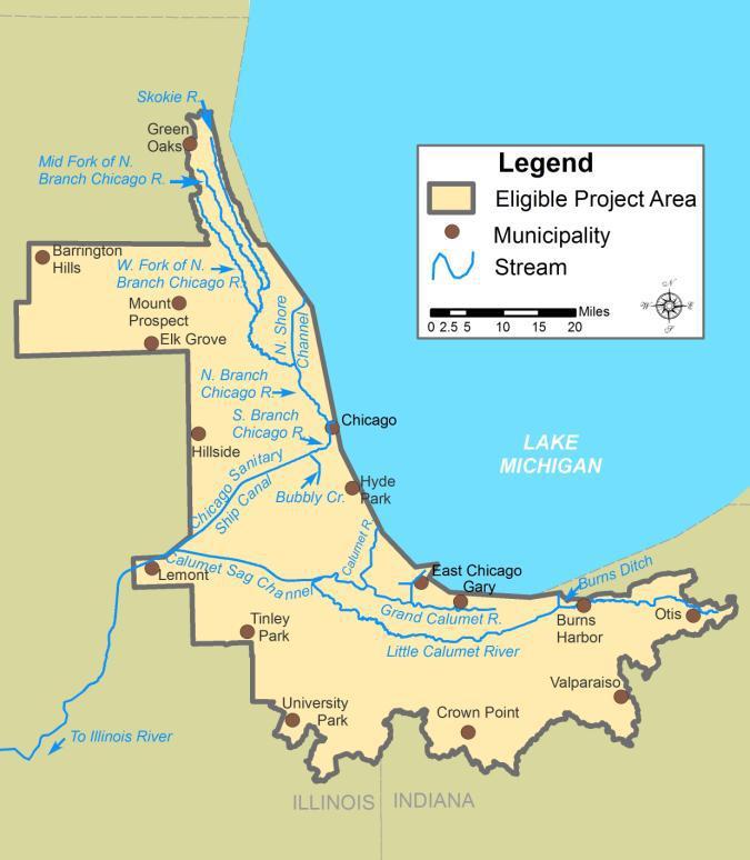 Geographic Eligibility Priority to projects that benefit: Chicago River and IL tributaries North Shore Channel Chicago
