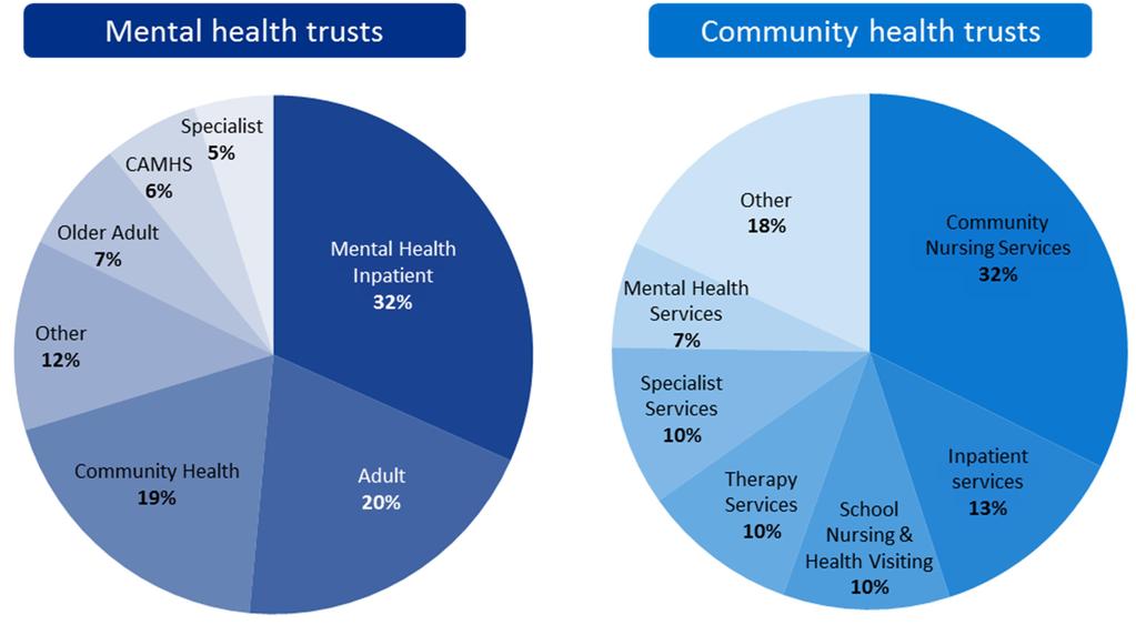 There are currently 53 specialist providers of mental health and learning disabilities services and 18 community trusts.