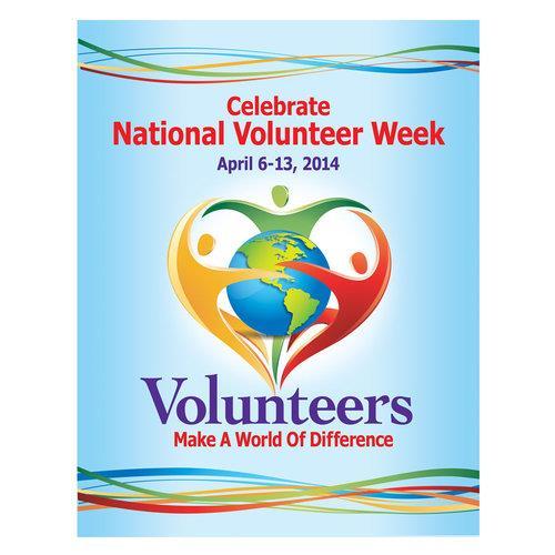 National Volunteer Week National Volunteer Week, April 6-14, 2014, is about inspiring, recognizing and encouraging people to seek out imaginative ways to engage in their communities.