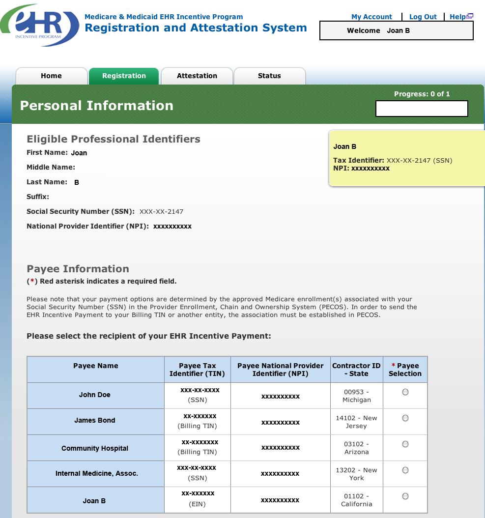 21 If you have multiple Medicare enrollments associated with your SSN in PECOS, you will select the Payee Select where your