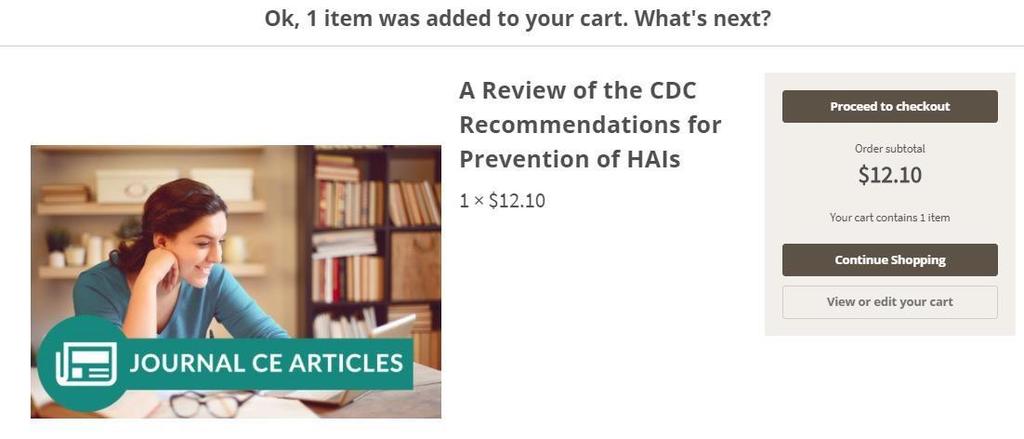 ( Add to Cart ) FROM THE AORN JOURNAL CE ARCHIVE Select Take the Exam (as shown below), which will take you to the selected Journal article description page on the