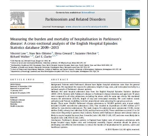 Parkinson s Parkinson's disease patients in England have higher rates of emergency admissions with longer hospital stays, higher costs and in-hospital mortality Urgent attention should be given to