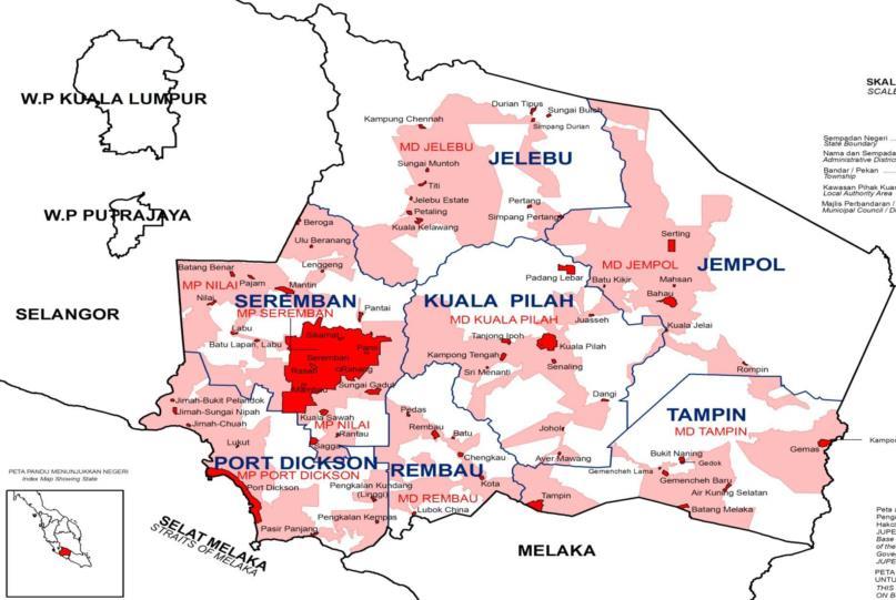 Components of the Outer Valley Figure 2: Map of Negeri Sembilan s districts (2010 Population and Weightage in brackets) (Department of Statistics Malaysia, 2014).