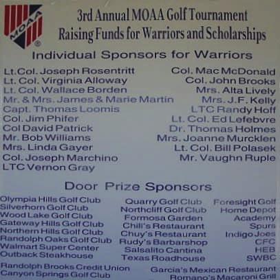 MOAA-AC s 3rd Annual Golf Tournament A Wonderful Success! On Friday, March 26th, our Alamo Chapter hosted its 3 rd Annual Golf Tournament at Ft Sam Houston s Loma Course.