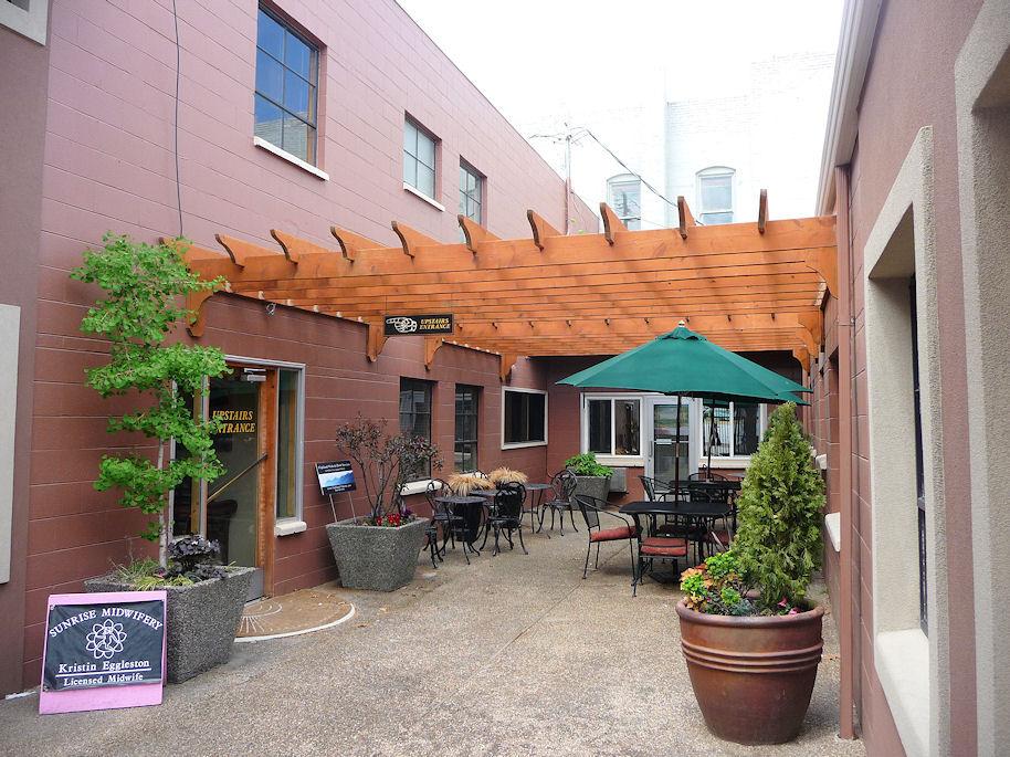 Figure 13. The recently upgraded courtyard is a great example of a usable outdoor space. Encourage the use of outdoor spaces for dining and gathering.