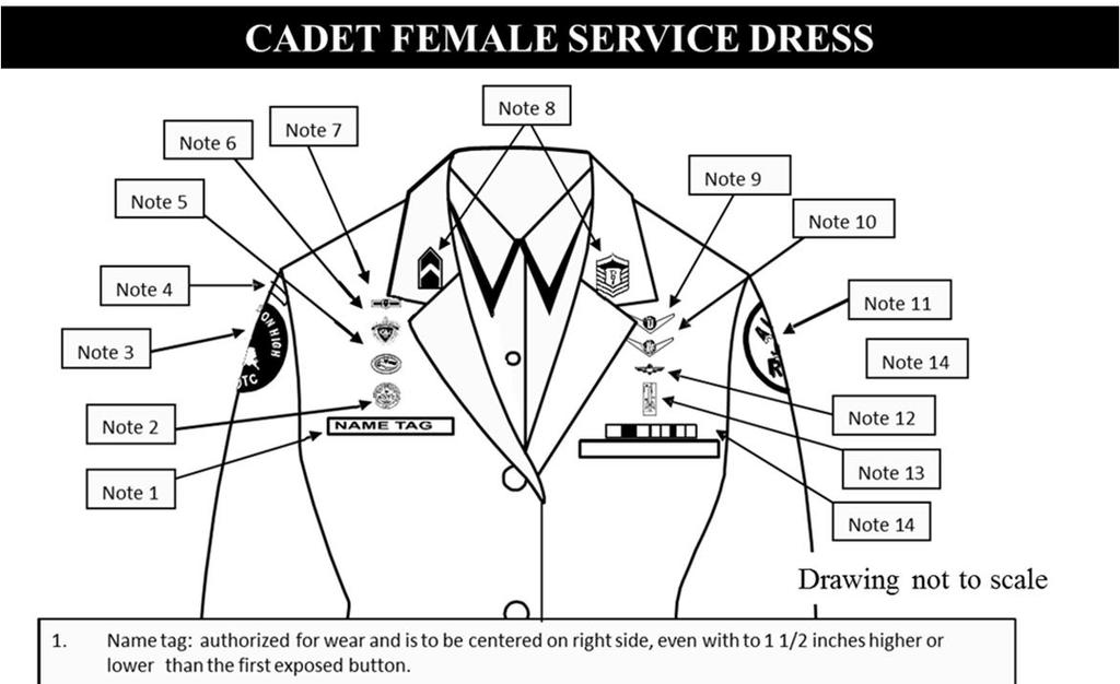 ATTACHMENT 8 FEMALE SERVICE DRESS Wear new AEF Cadet rank will be