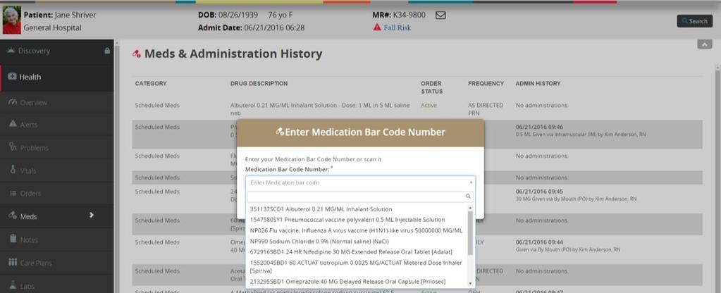 Click anywhere off the Medication Bar Code Number field and then the dropdown option will appear.