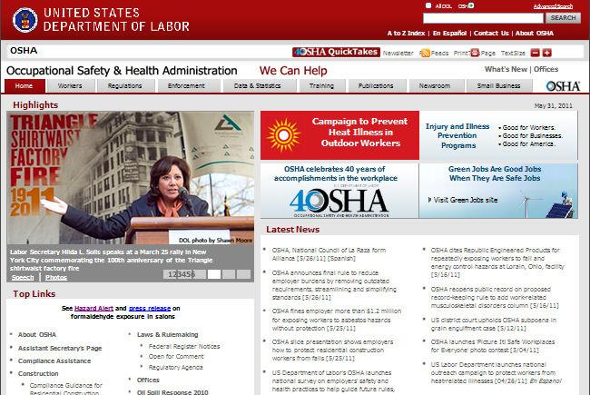 OSHA Web Page www.osha.