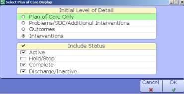 Allows you to Print the following: Plan of Care Discharge Summary Audit EMR Report Care Summary Profile o Will have a Pop-Up box asking you which Format. Do an F9 (Look-Up) to view your choices.