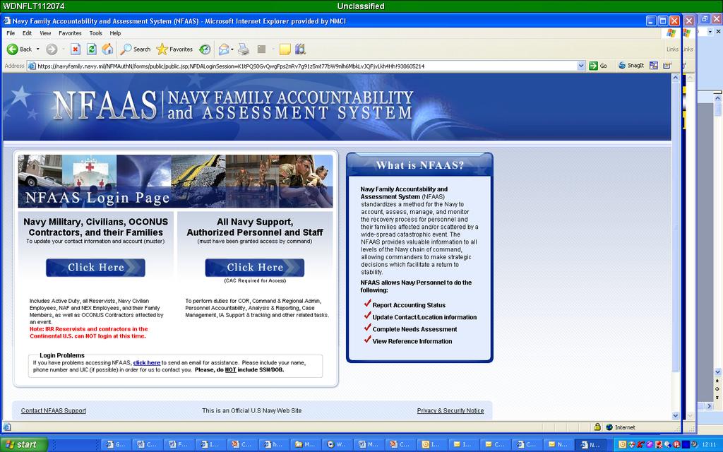 Navy Family Accountability and Assessment System (NFAAS) https://www.navyf