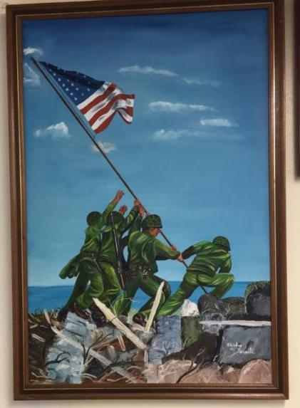 Sgt Maj Tony Aguilar donated this beautiful painting to the SoCal Chapter of the Flag raising on
