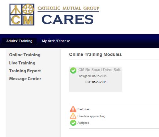driving modules as required. Click the green checkmark to launch the training.