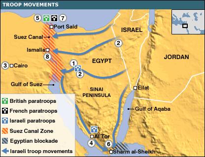 The Suez Crisis (1956) Occurred when Egyptian President Nasser seized the Suez Canal from the French/English company that