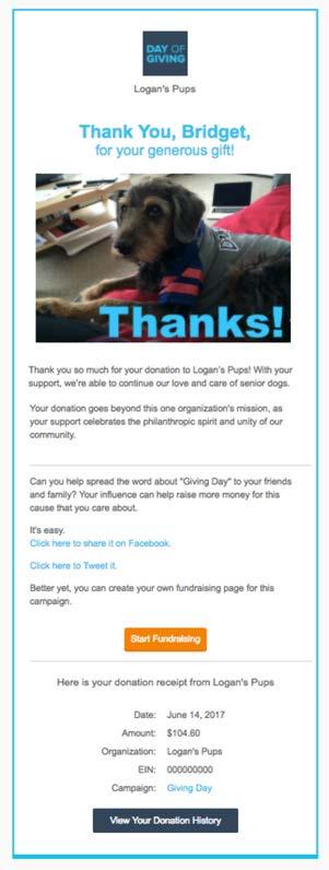 Instantaneous Donor Delight Customizable Thank You Emails Add your own text, photo, or video!