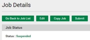 Ads page: 1. A newly created draft of a job posting has the status Pending : 2. You may submit the posting for approval or continue to edit it: 3.