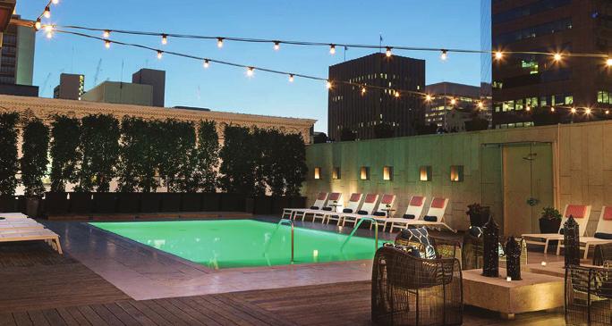 HOTEL AMENITIES IN-ROOM AMENITIES COMPLIMENTARY Outdoor Pool + Lounge 1 Restaurant On site Fitness Center City Views Hosted Evening Wine Hour In-room Spa Services Specialty Rooms + Suites Concierge