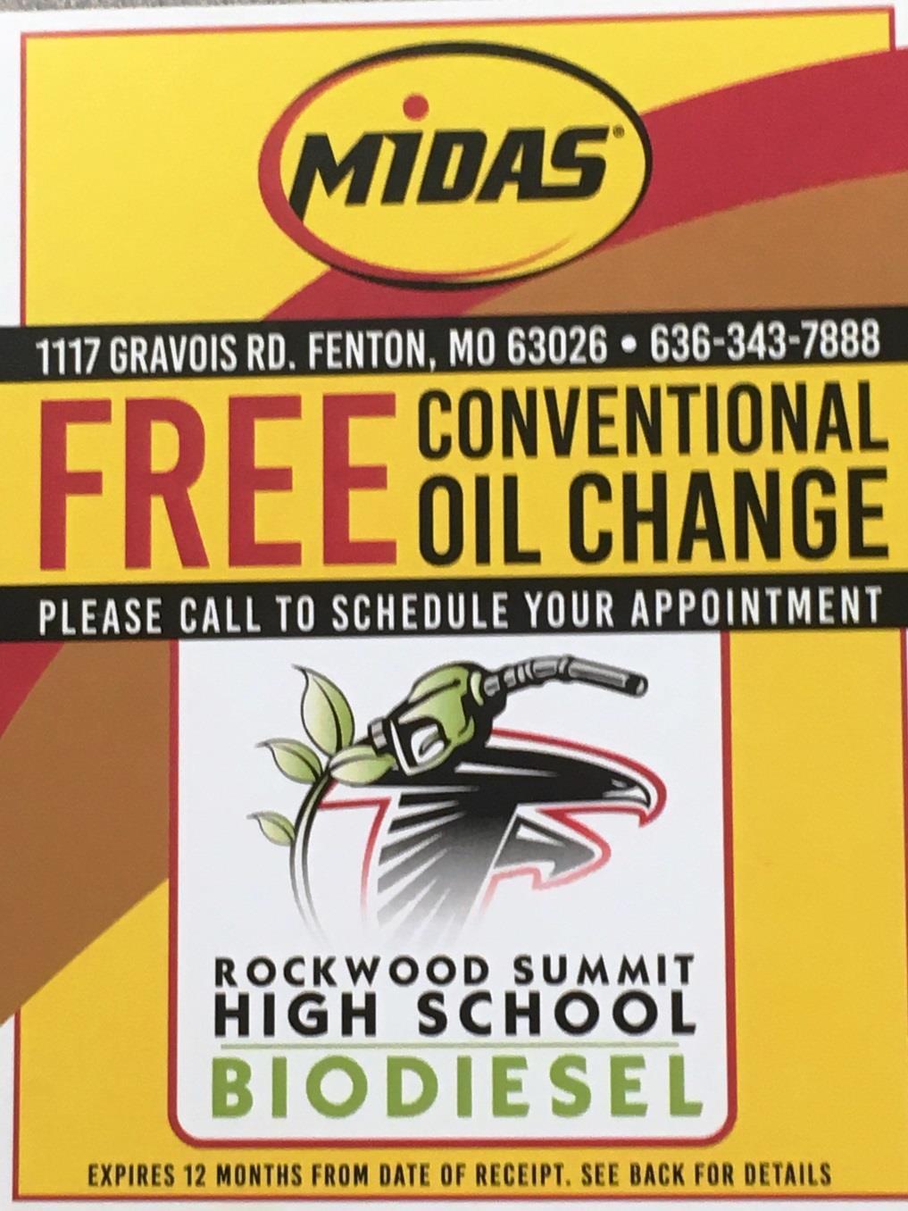 Biodiesel *Midas of Fenton is providing oil change coupons for the Rockwood Summit