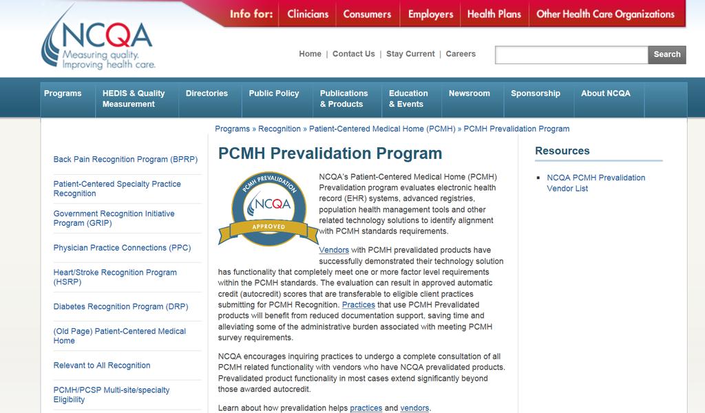 PCMH Prevalidation Program NCQA s