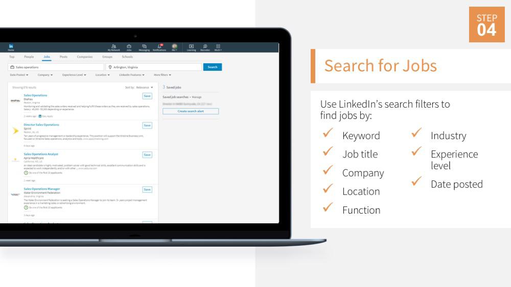SHOW: Slide 25: Search for Jobs GOAL: For jobseekers to become comfortable with searching for jobs and saving them for later.