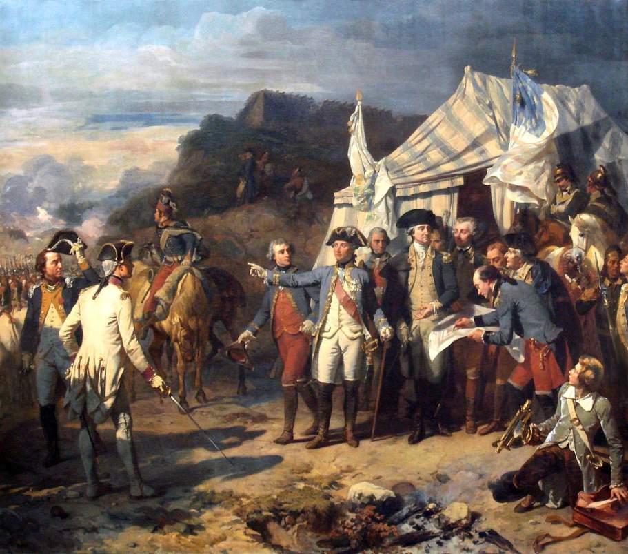 Yorktown People to Meet This painting shows French General Jean de Rochambeau and United States General George Washington giving their last orders before the final attack on the