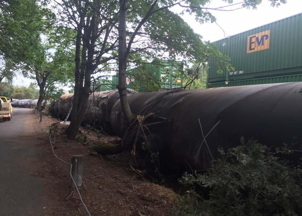Mosier Train Derailment, OR OSC: EPA R10 June 6 10 Train derailed, 16 cars with Bakken crude, 4 cars caught fire, ~42,000 gals released.