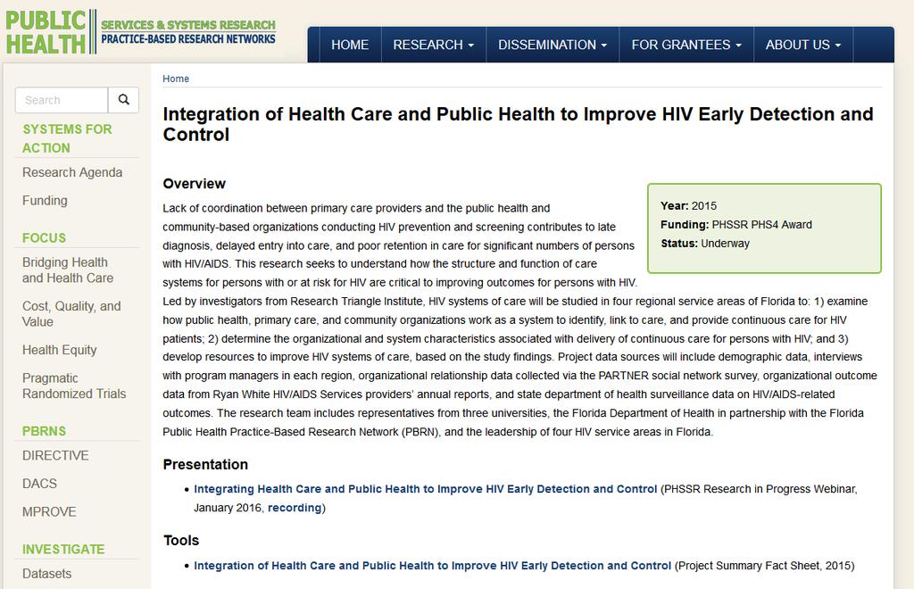 Project Updates go to: http://www.publichealthsystems.