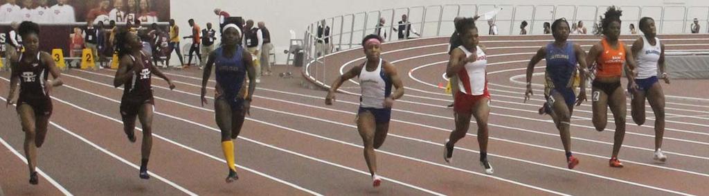 Javelina Out Front eanna Richardson, sophomore from San Antonio (Brennan), leads the pack in the 60-meter dash on the way to a gold medal at the Texas A&M Invitational last week in College tation.