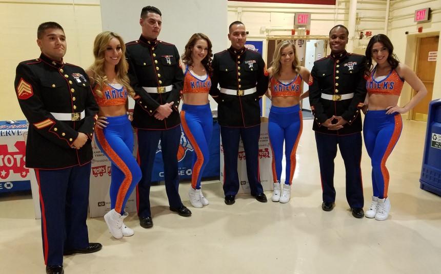 with the Westchester Knicks Cheerleaders (center)
