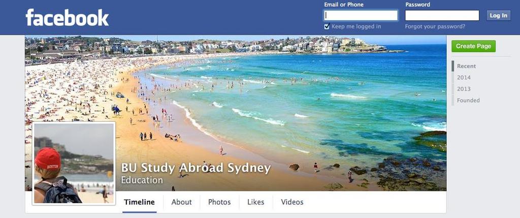 Facebook & BU Sydney Website Join the BU Sydney