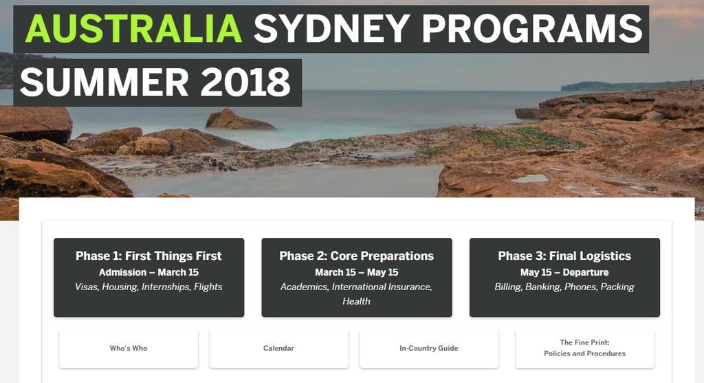 Sydney Pre-Departure Hub Page The Pre-departure Page