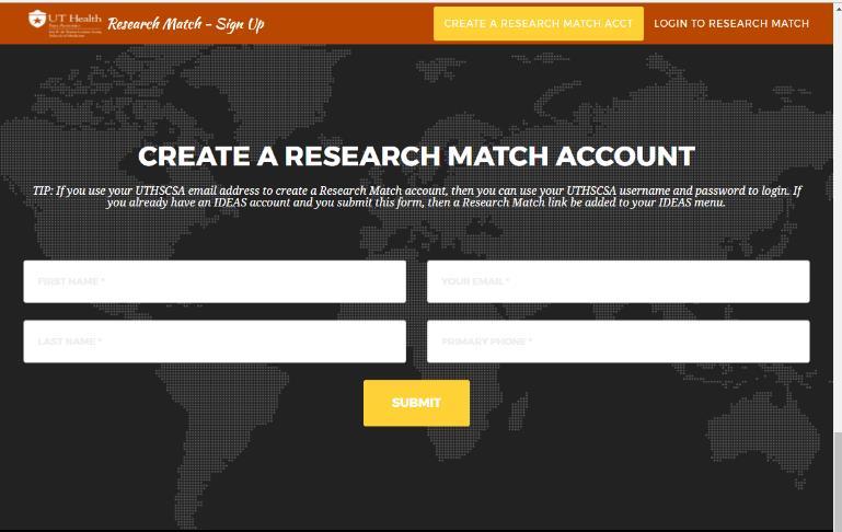 Match profile. 2. Select Create a Research Match Account at the top 3.
