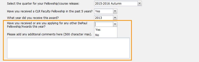 the Yes option from the drop-down list and provide an explanation in the