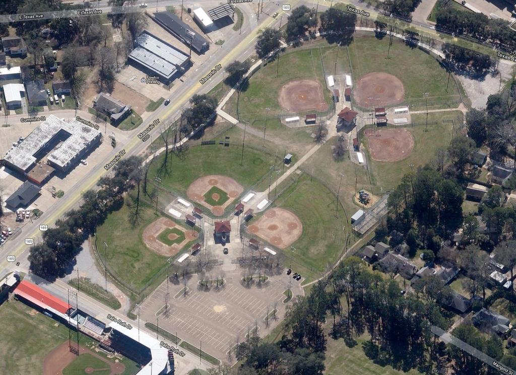ALEXANDRIA YOUTH COMPLEX, Babe Ruth Drive Site Description: Located on the edge of City Park, the Youth Baseball Complex offers 2 concession stands and six baseball fields with sports lighting broken