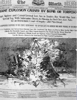 The U.S.S. Maine Explodes (Feb. 15, 1898) U.S.S. Maine sent to pick up U.S. citizens, protect U.