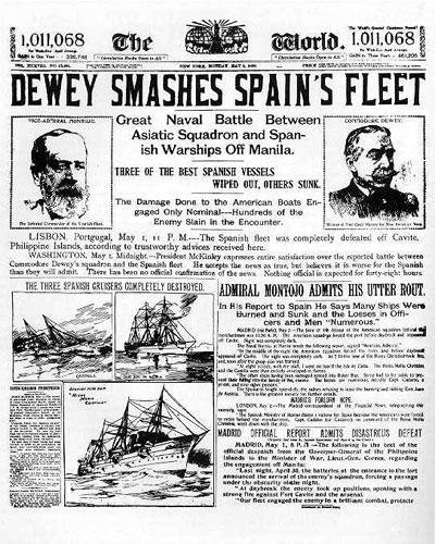 harbor, sinking all 10 ships Filipino rebels, led by Emilio Aguinaldo, support Dewey