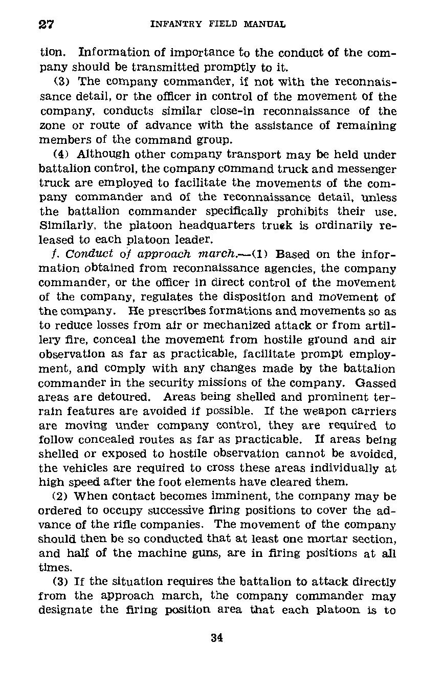 27 INFANTRY FIELD MANUAL tion. Information of importance to the conduct of the company should be transmitted promptly to it.